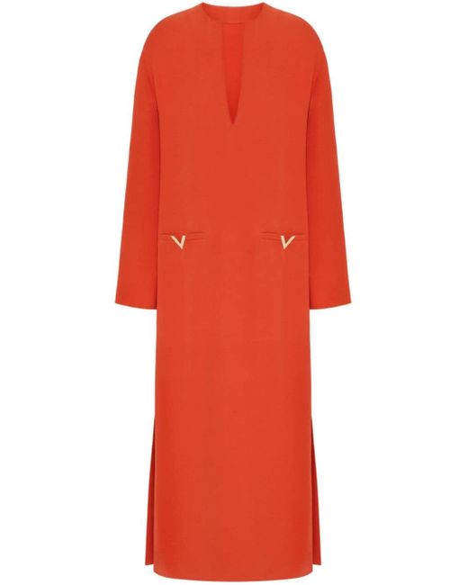 Robe mi-longue en crêpe Valentino Garavani en coloris Red