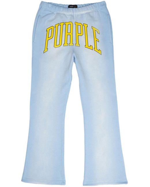 Purple Brand Blue Logo-print Track Pants for men