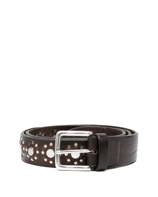 Alberto Luti Brown Studded Belt for men