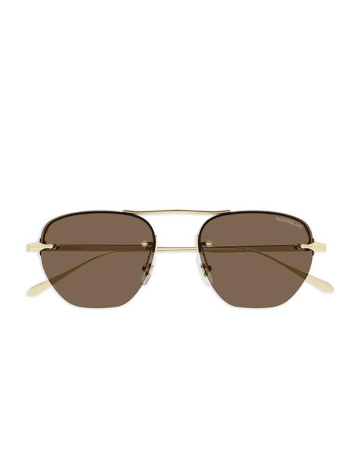 Montblanc Brown Navigator-Frame Sunglasses for men