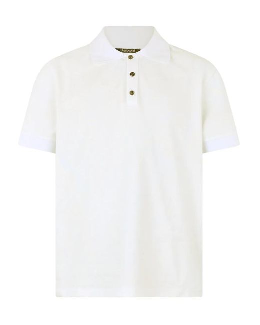 Roberto Cavalli White Python-Print Polo Shirt for men