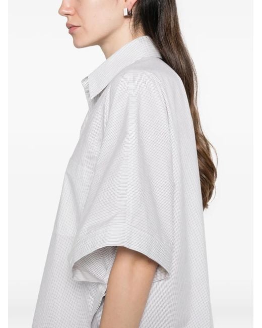 MM6 by Maison Margiela White Striped Midi Shirt Dress