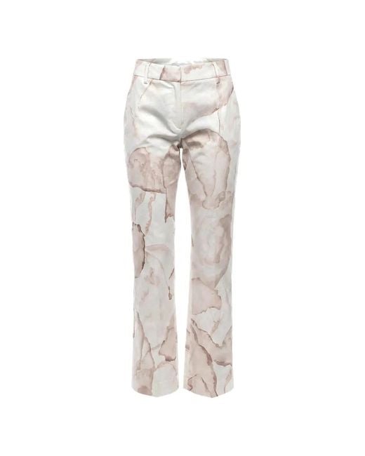 True Royal White Marble-Pattern Trousers