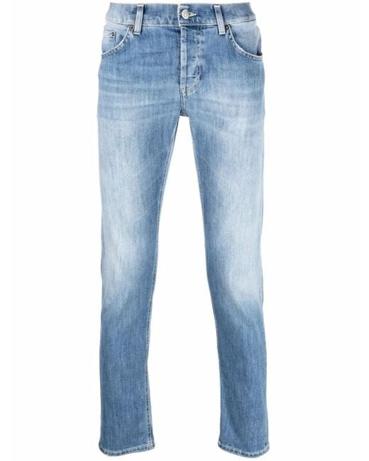 メンズ Dondup ストーンウォッシュ ストレートジーンズ Blue