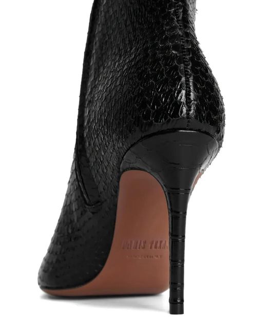 Paris Texas Black Vera Snake-Effect Stiletto Boots
