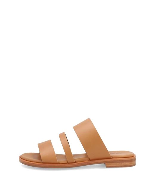 Frau Brown Triple-Strap Leather Sandals