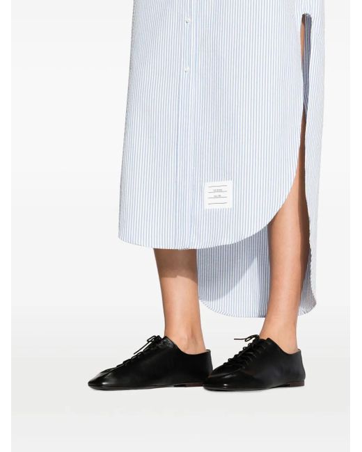 Thom Browne White Striped Cotton Shirt Dress