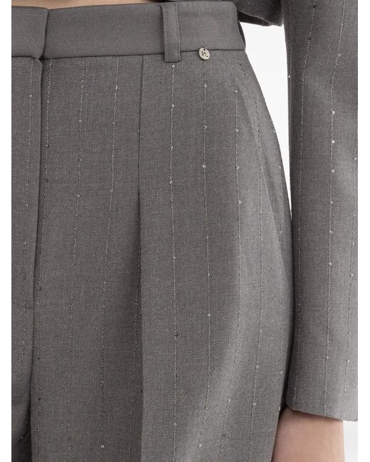 Nissa Gray Sequined Wide-Leg Trousers