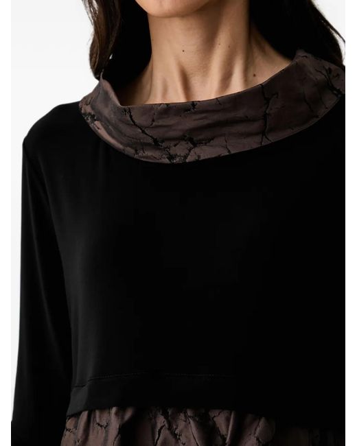 Joseph Ribkoff Black Marble-Print Cowl-Neck Mini Dress