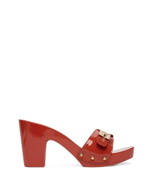 Scholl Red Pescura Cameron Buckle-Detail Wooden Sandals