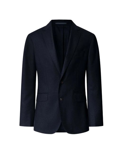 Hackett Blue Single-Breasted Flannel Blazer for men