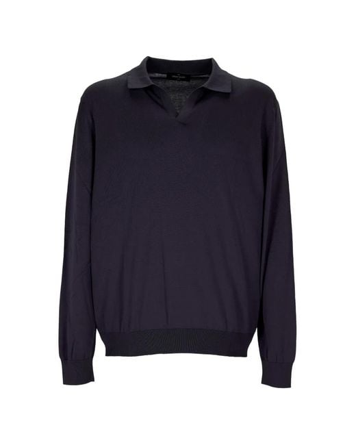 Gran Sasso Blue Polo-Collar Sweater for men