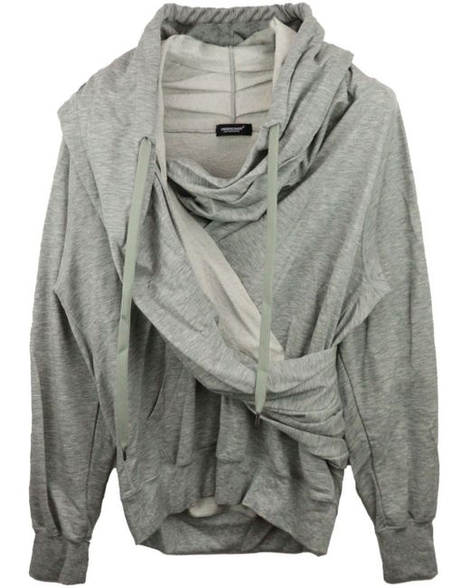 Undercover Gray Draped Long-sleeve Hoodie for men