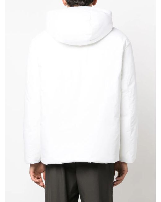 Prada White Logo-Print Hooded Down Jacket for men