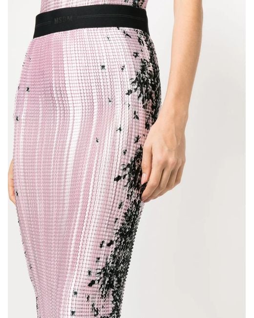 MSGM Pink Sequin-Design Pencil Skirt