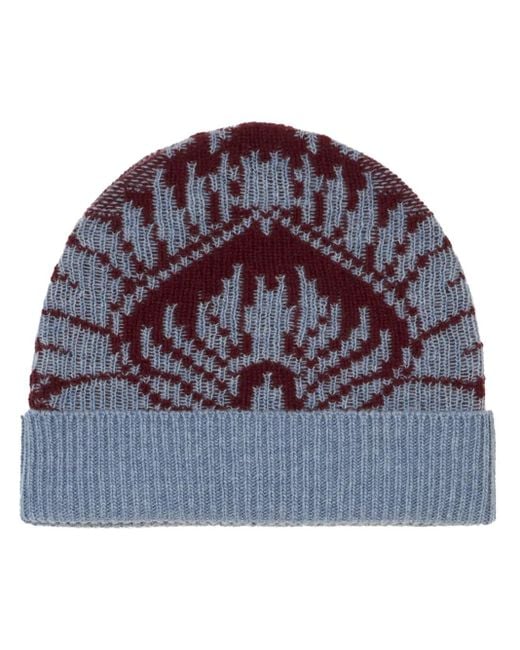 Etro Gray Intarsia-Knit Wool Beanie