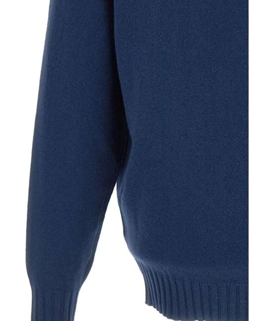 FILIPPO DE LAURENTIIS Blue Ribbed Crew-Neck Sweater for men