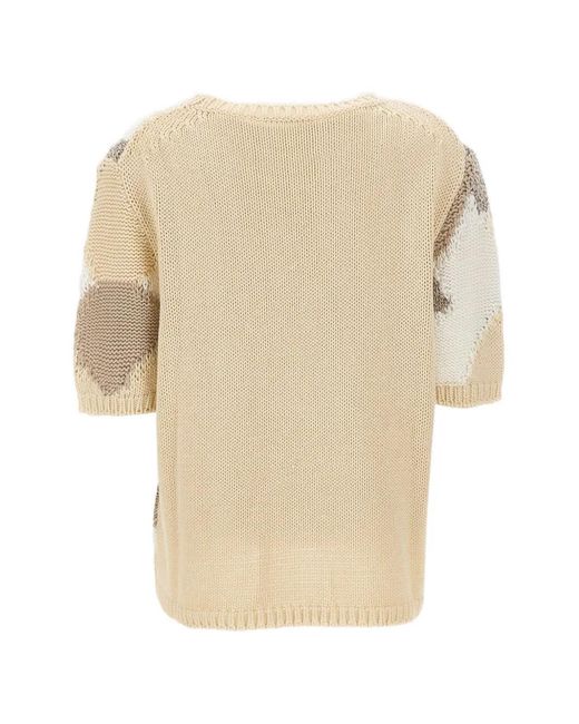 Kangra Natural Sequin-Embellished Patchwork Sweater