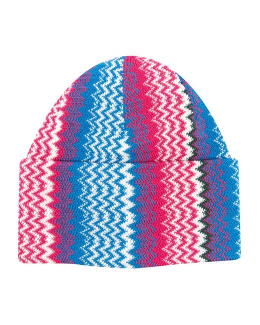 Missoni Red Zigzag-embroidery Wool-blend Beanie