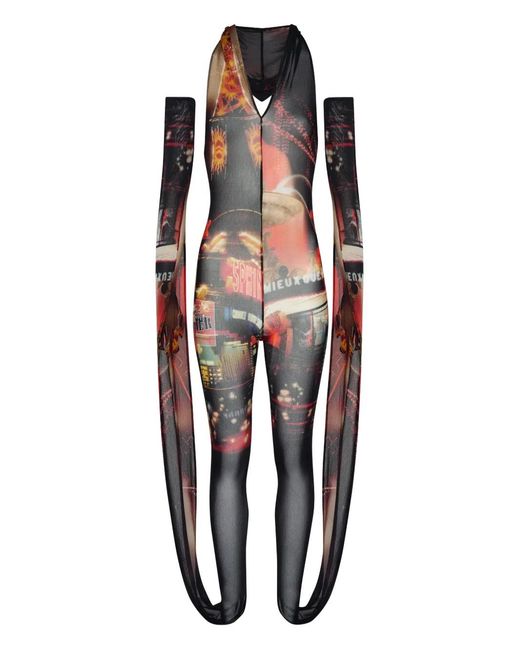Jean Paul Gaultier Black Hooded Mesh Catsuit