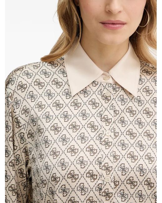 Guess Natural Patterned Collared Shirt