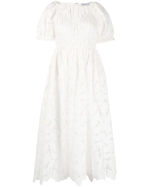 Self-Portrait White Cotton Lace Midi Dress