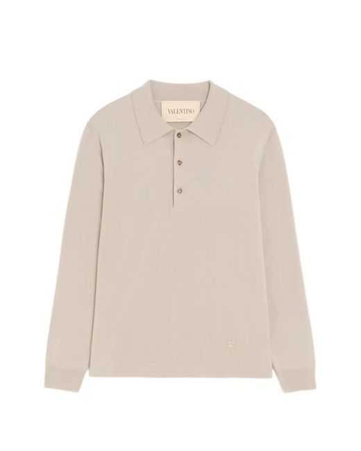 Valentino Garavani White Wool Polo Shirt With Vlogo for men