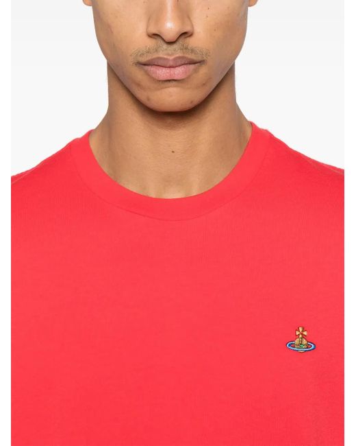 Camiseta con bordado Orb Vivienne Westwood de color Red