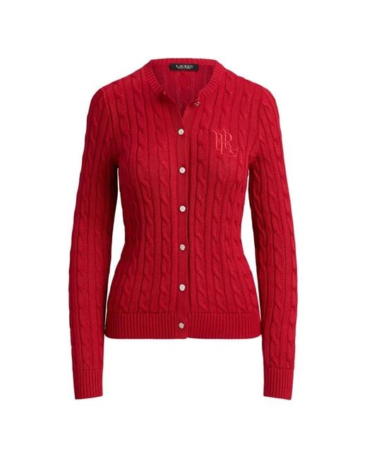 Ralph Lauren Cable-Knit Embroidered-Logo Cardigan