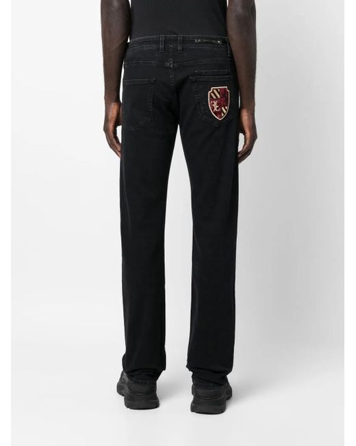 Billionaire Black Logo-Patch Denim Jeans for men