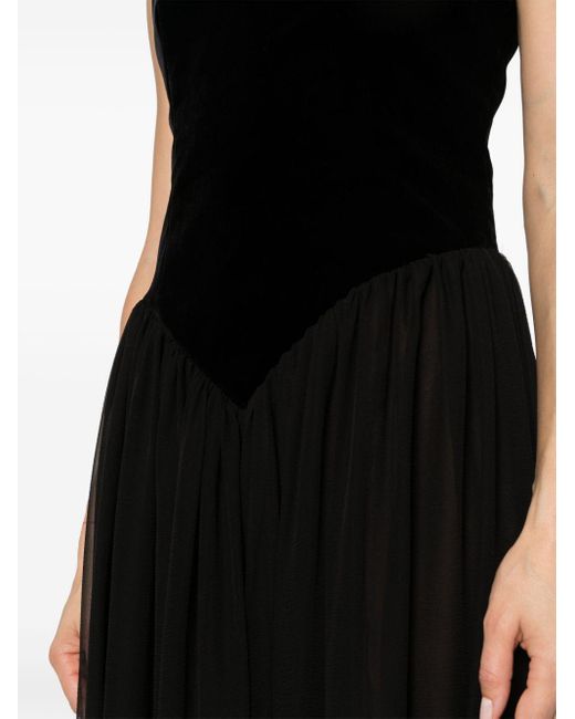 Chloé Black Seidenkleid mit V-Ausschnitt