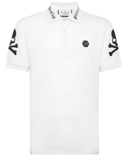 Philipp Plein White Skull-print Polo Shirt for men