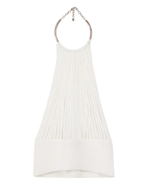 Krizia White Ring Halterneck Top