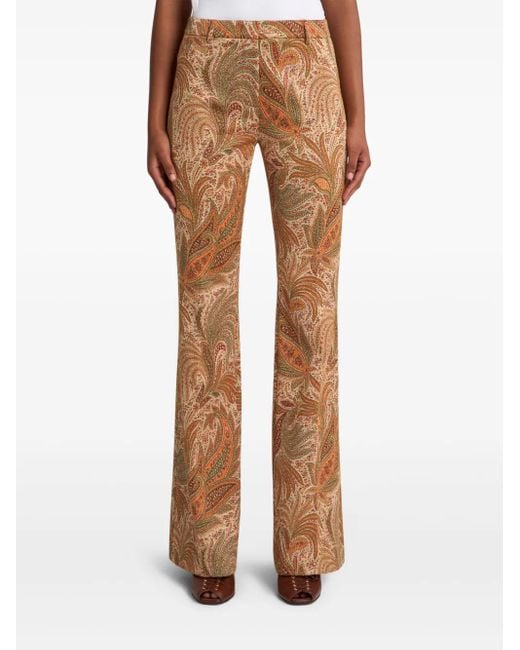 Etro Brown Paisley-Jacquard Trousers
