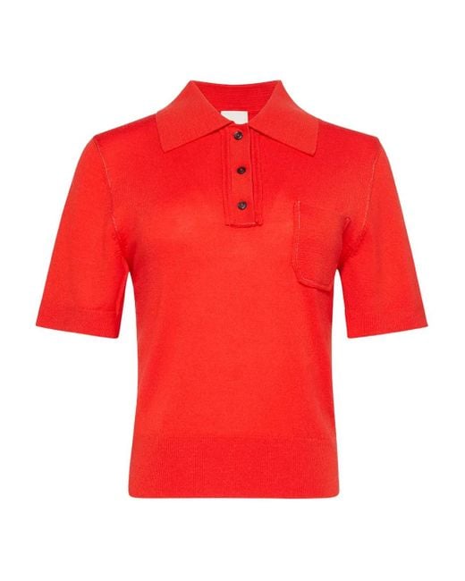 Calvin Klein Red Button Chest-Pocket Polo Top