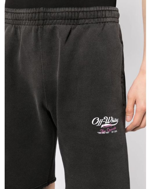 Off-White c/o Virgil Abloh Black Wave Off Cotton Track Shorts for men