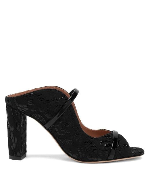 Malone Souliers Black 85Mm Norah Lace-Fabric Heeled Sandals