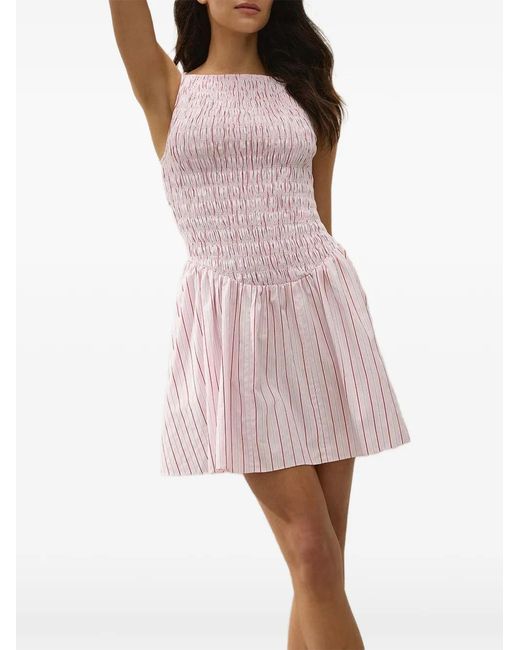 Faithfull The Brand Pink Martina Boat-Neck Mini Dress