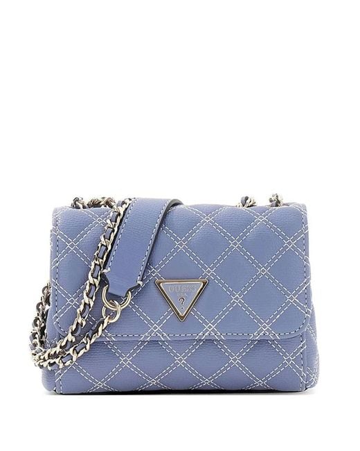 Guess Blue Giully Logo-Plaque Shoulder Bag