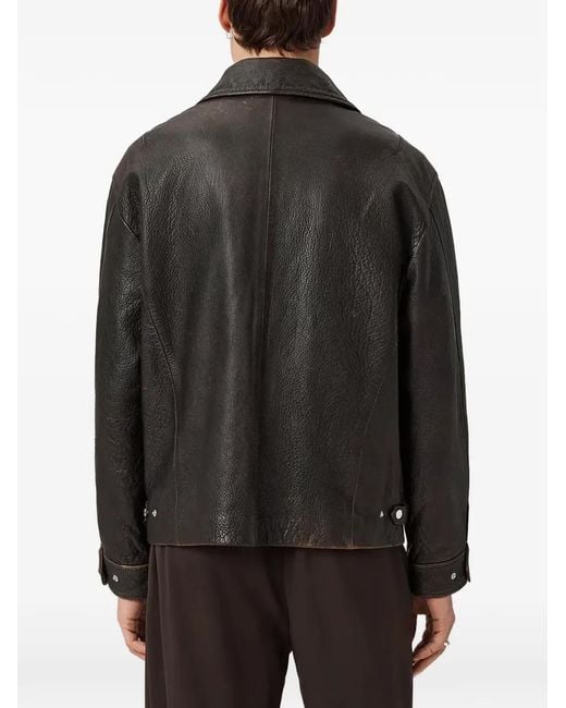 AllSaints Black Zip-Up Leather Jacket for men