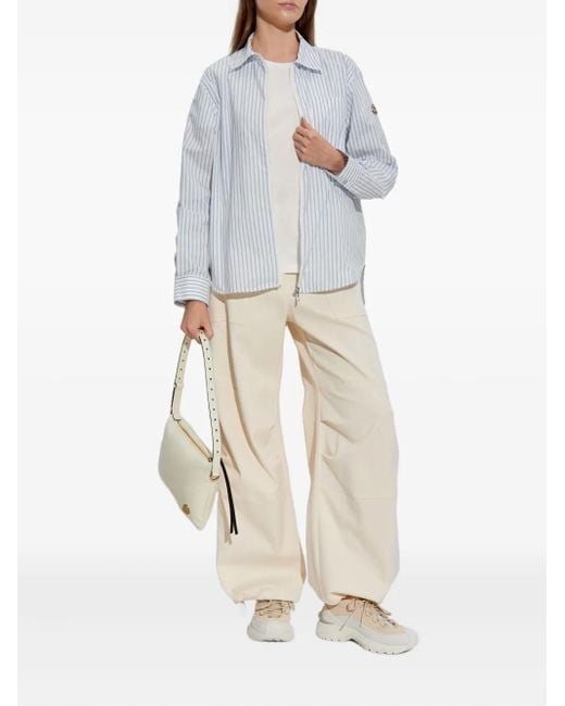 Moncler White Striped Zip-Up Shirt