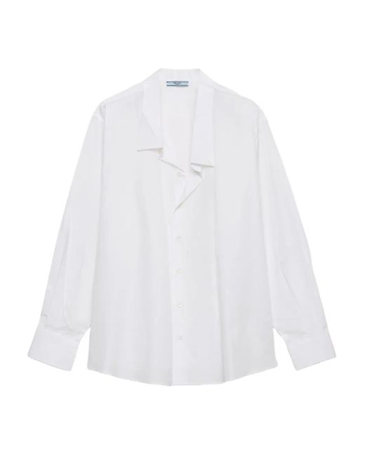 Prada Popeline Blouse Met Knoopsluiting in het White