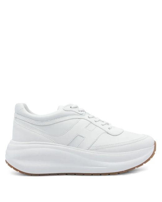 Hogan White Leather Round-Toe Sneakers