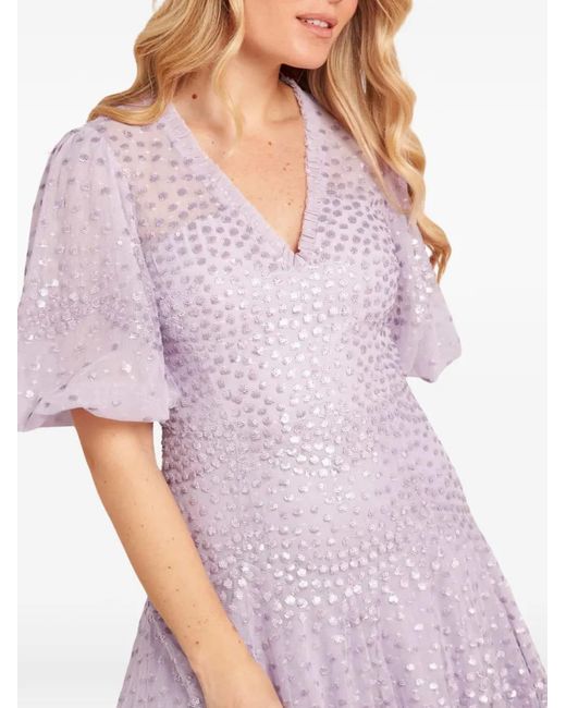 Needle & Thread Purple Scallop Sequin V-Neck Gown