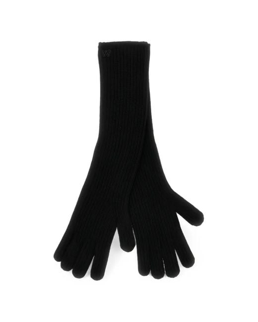 Weekend by Maxmara Black Ribbed-Knit Long Gloves