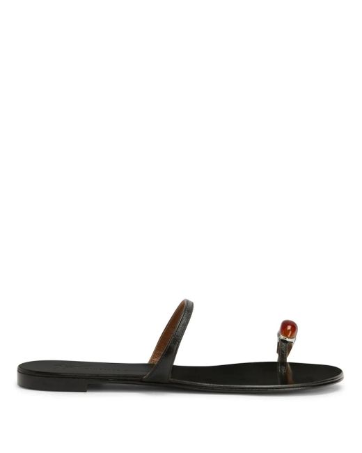 Giuseppe Zanotti White Acates Ring Leather Sandals