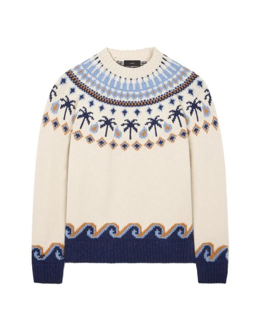 Alanui Blue Jacquard-Knit Fair Isle Sweater for men