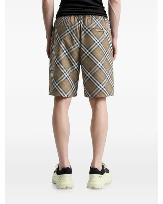 Burberry Gray Check Drawstring Shorts for men