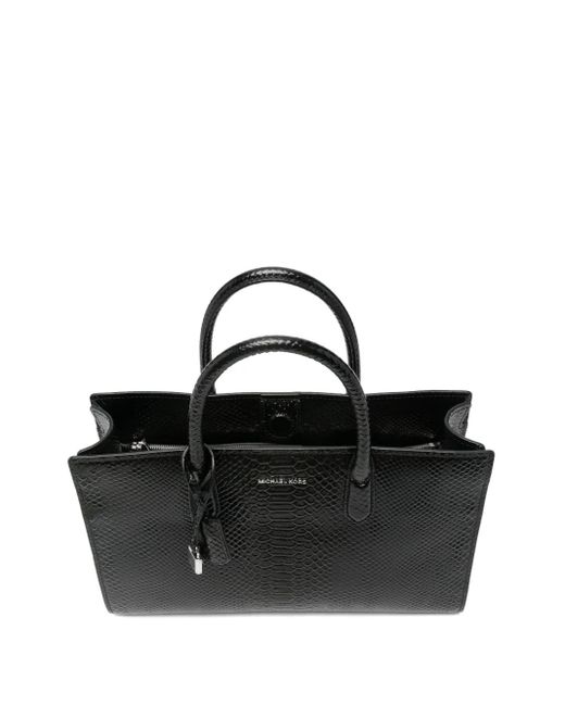 Borsa Tote Scarlett Con Effetto Serpente di Michael Kors in Black