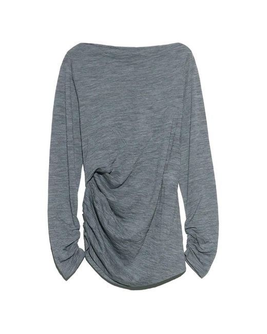 Bimba Y Lola Gray Melange Wool Knot T-Shirt